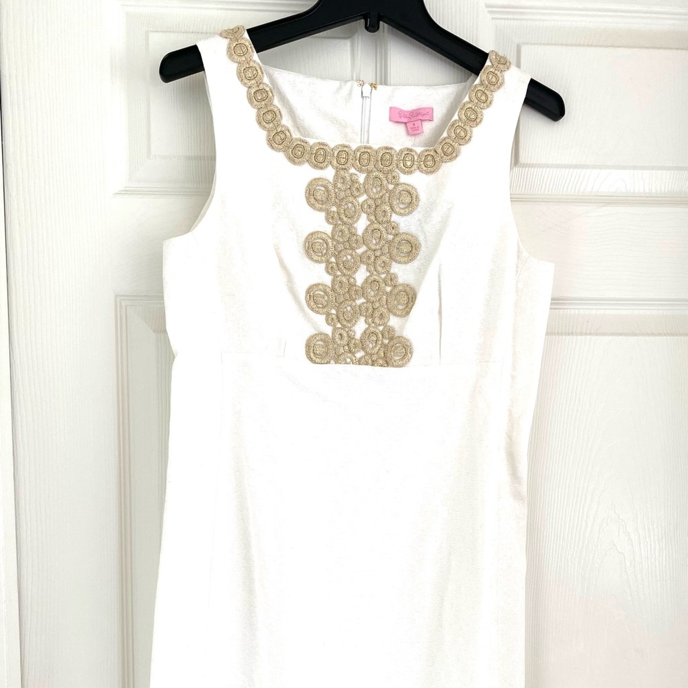 Lilly Pulitzer Adelson Jacquard shift white/gold 8